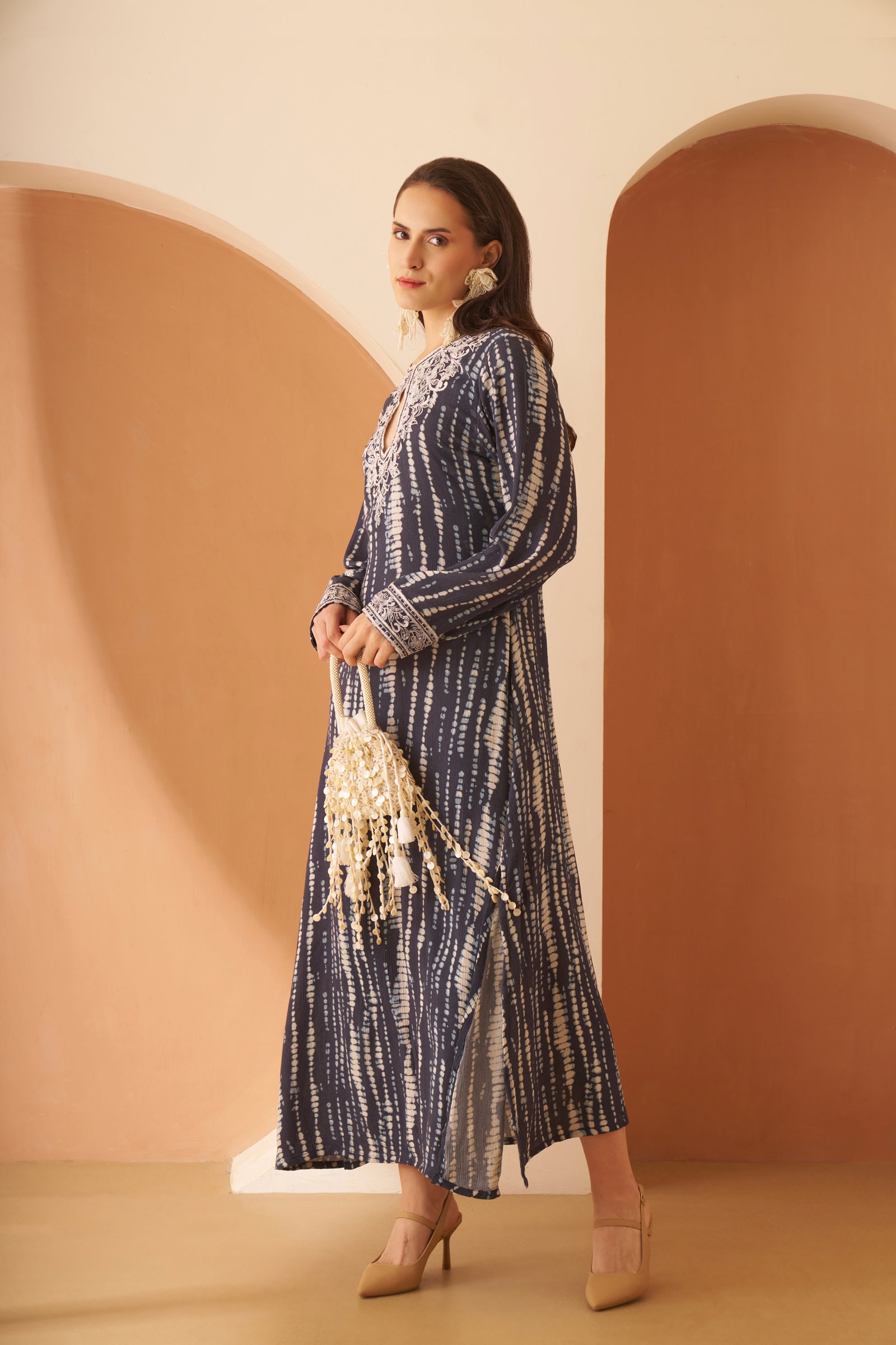 Noor Navy Blue Kaftan by Amagyaa