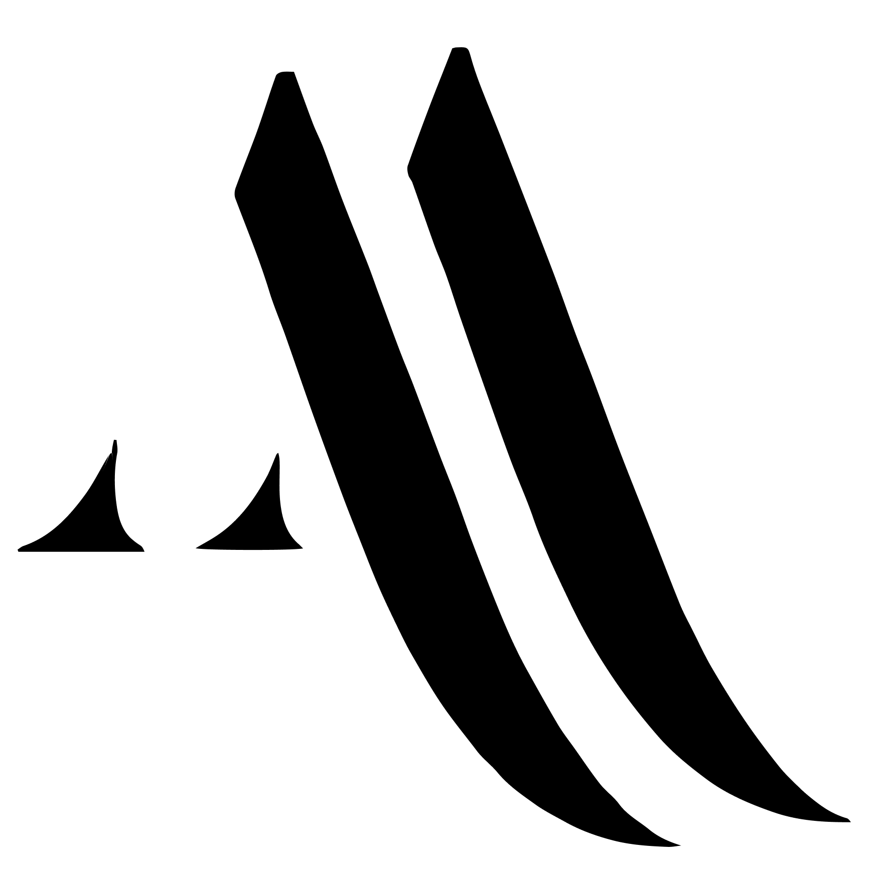 Black logo on a white background