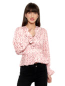 V-Neck Polka Dot Full Sleeves Blouse