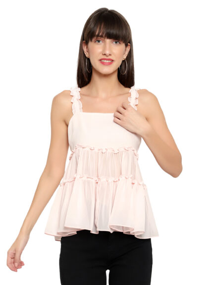Square Neck Solid Sleeveless Blouse