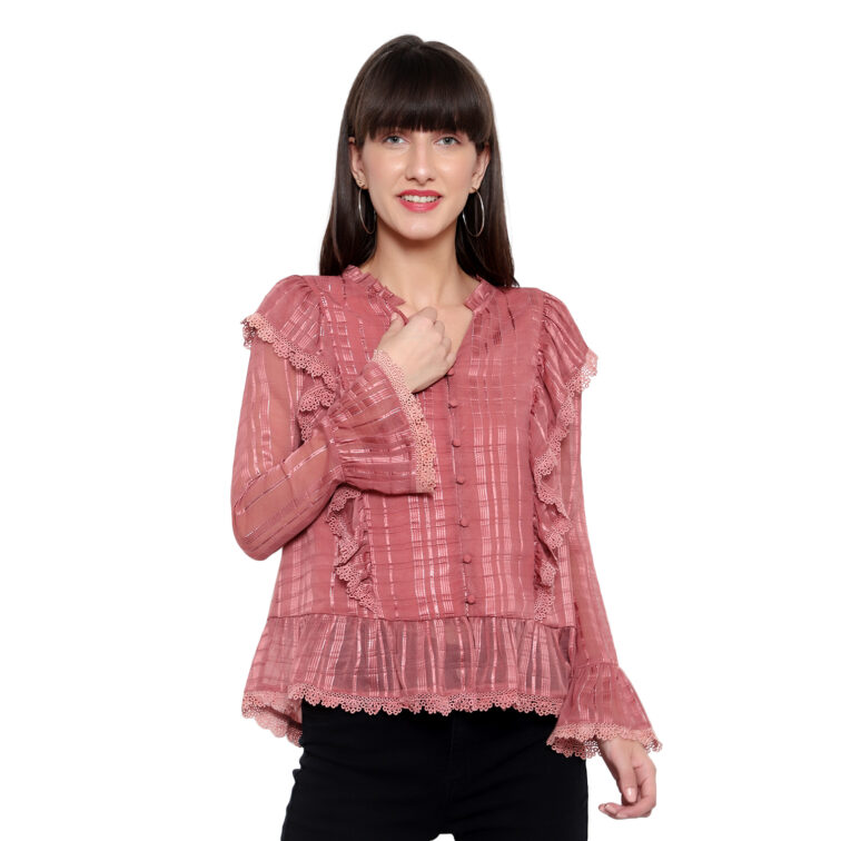 Amagyaa blush pink lurex blouse