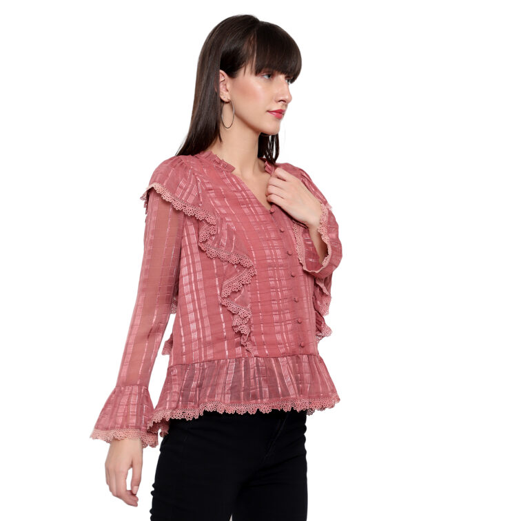 Amagyaa blush pink lurex blouse
