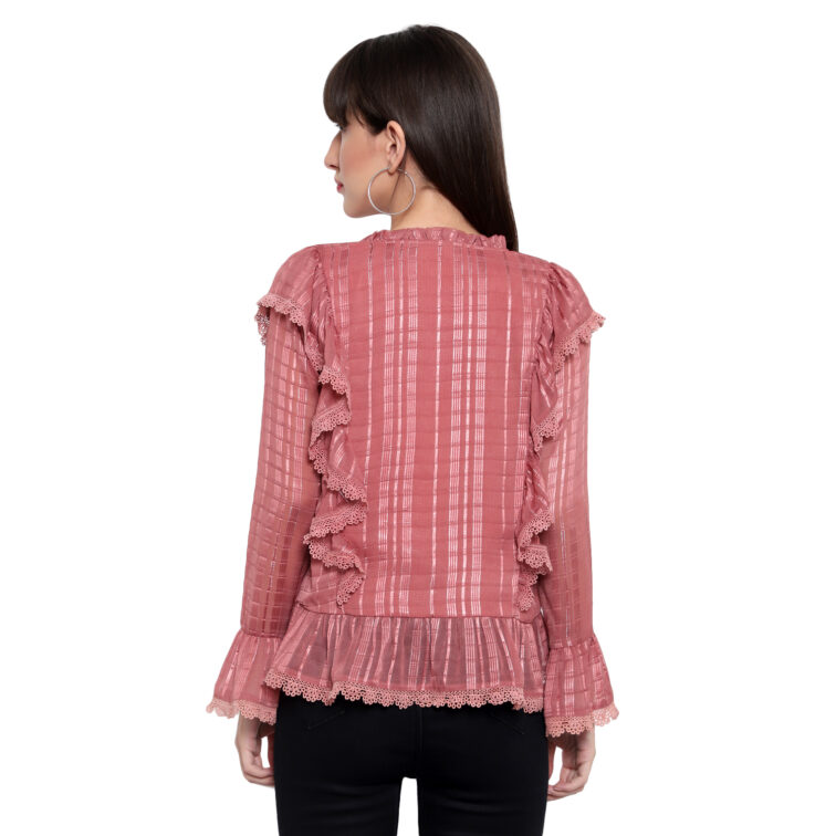 Amagyaa blush pink lurex blouse