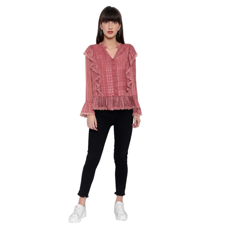 Amagyaa blush pink lurex blouse