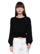Smocked Georgette Blouson Crop Top