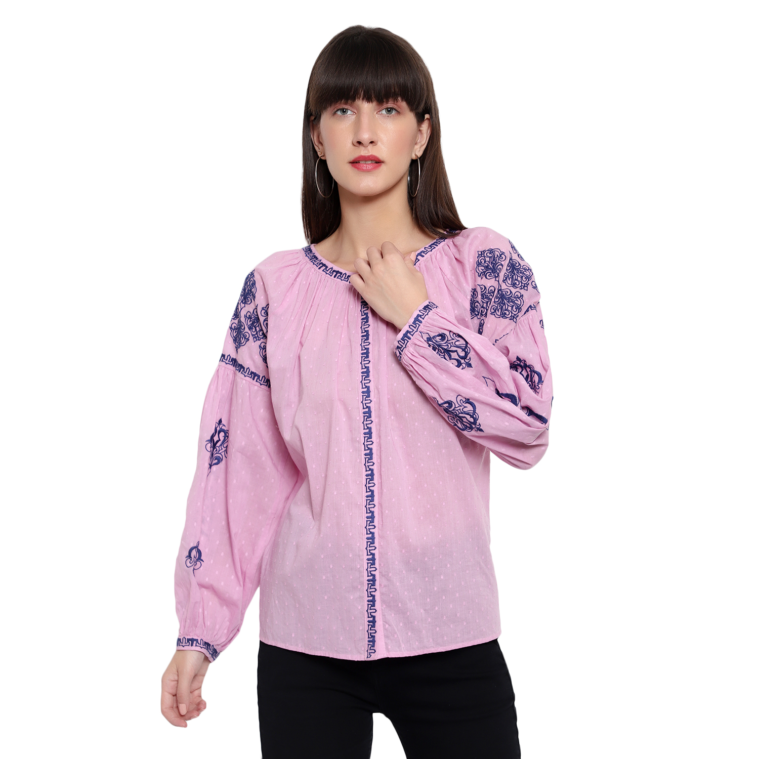 Buy Pink Floral Printed Pure cotton Top | Amagyaa