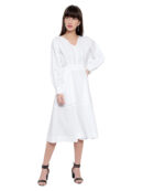 White Solid A-Line Dress