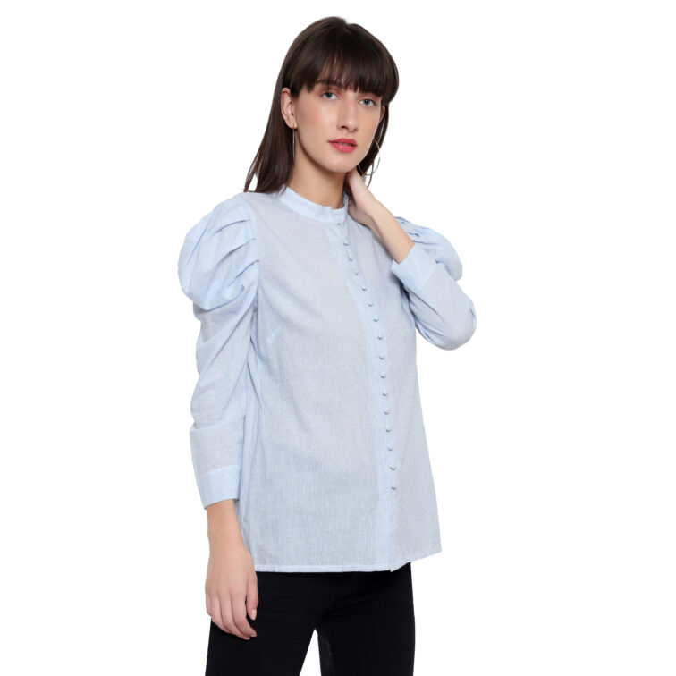 Blue Strip Power Sleeves Shirt