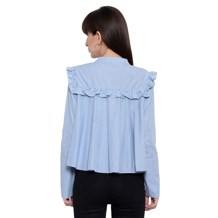 Sky Blue Striped Full Sleeves top