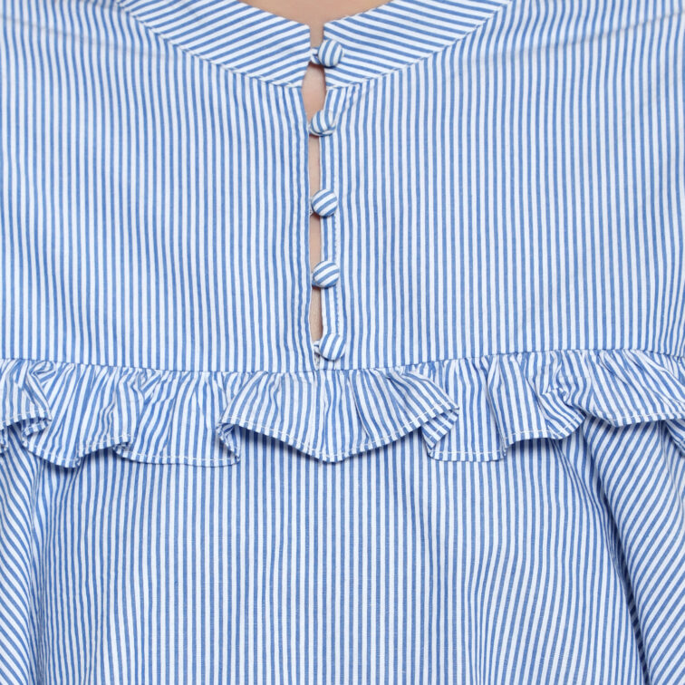 Sky Blue Striped Full Sleeves top