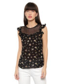 Black Floral Print Top