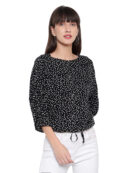 Round Neck Black  Polka Dot top