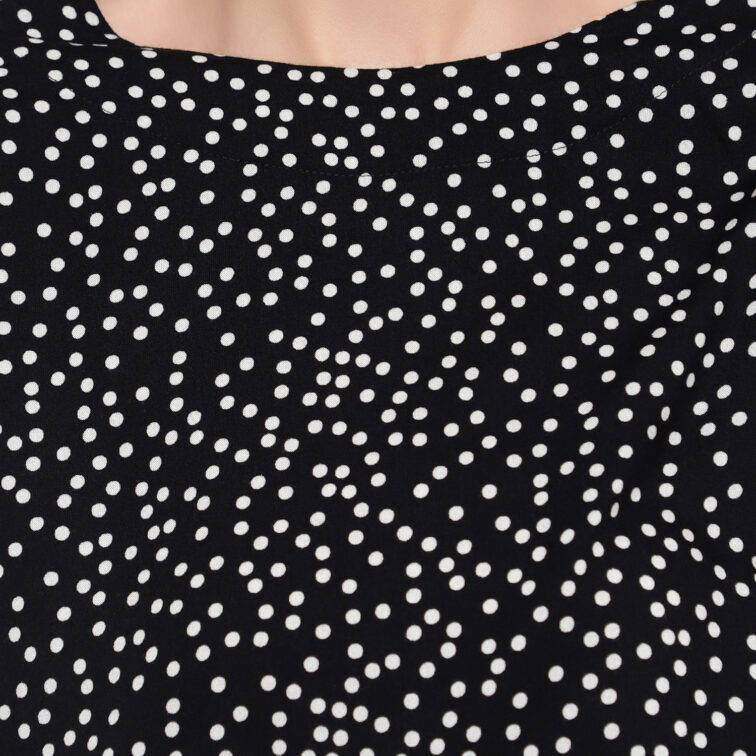 Round Neck Black  Polka Dot top