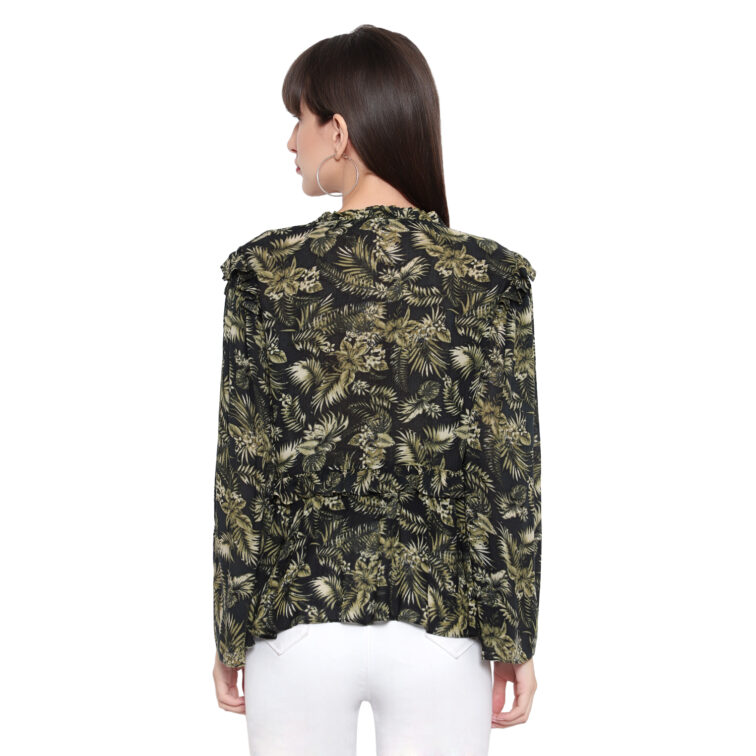 Olive Topical Print Blouse