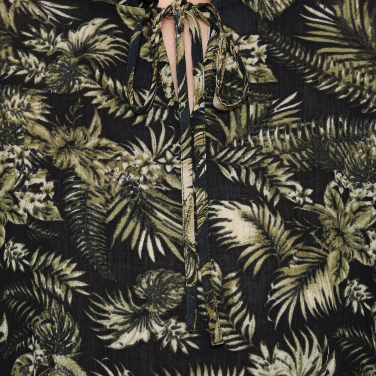 Olive Topical Print Blouse