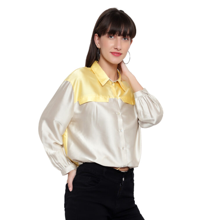 Women's yellow ombre Shirt with tie up detail