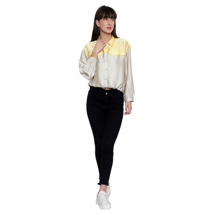 Women's yellow ombre Shirt with tie up detail