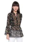 Black Floral Full Sleeves Blouse