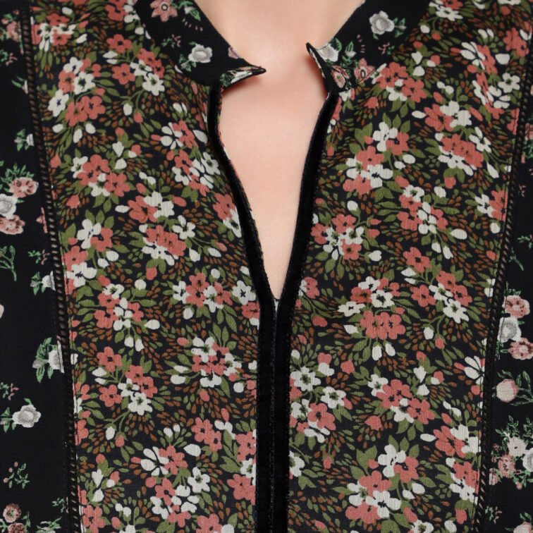 Black Floral Full Sleeves Blouse