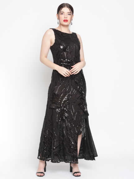 Embellished Lace Maxi Dress