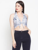 Blue Tribal Print Bohemian Bralette Crop Top