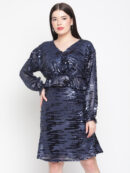 All Over Sequins Top & Skirt Set - Blue