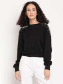 Embellished Slip On Round Neck Sweatshirt