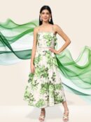 Green Floral Printed Midi Dress