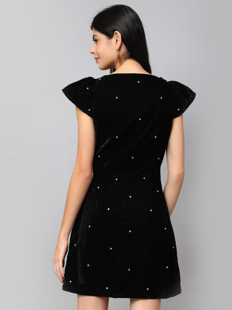 Embellished Sweetheart Neck Cap Sleeves A-Line Mini Dress