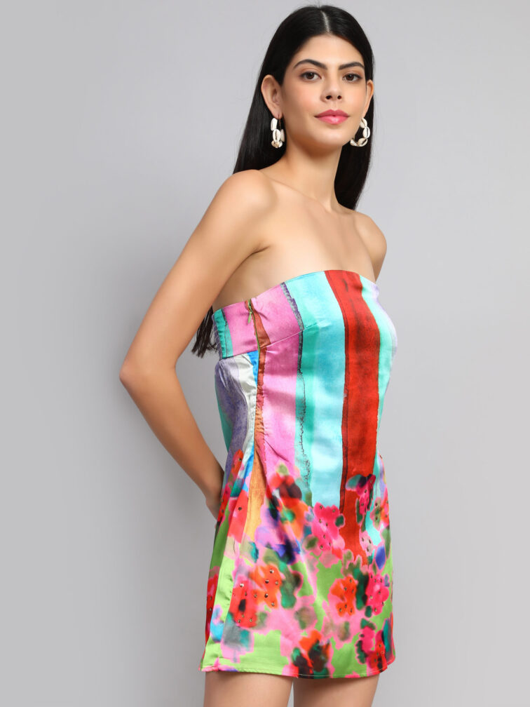 Floral Printed Sleeveless A-Line Dress