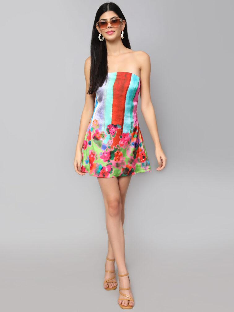 Floral Printed Sleeveless A-Line Dress