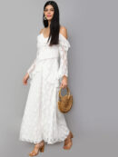 Self Designed V-Neck Cold-Shoulder Maxi Dress