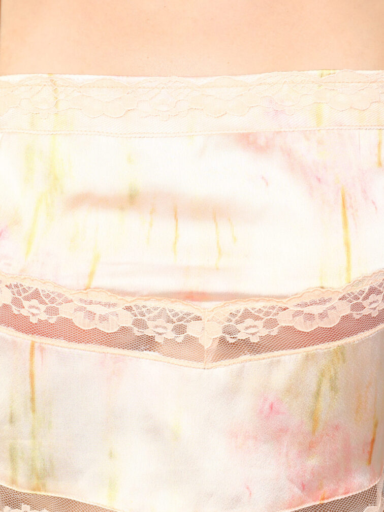 Peach Satin Cami Top With Lace Detailing