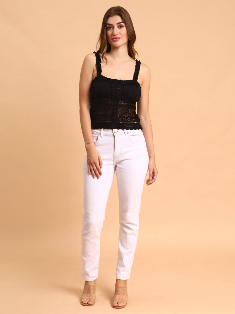 Women Black Lace Top