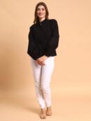 Amagyaa Women's Black Schiffli Shirt Style Top
