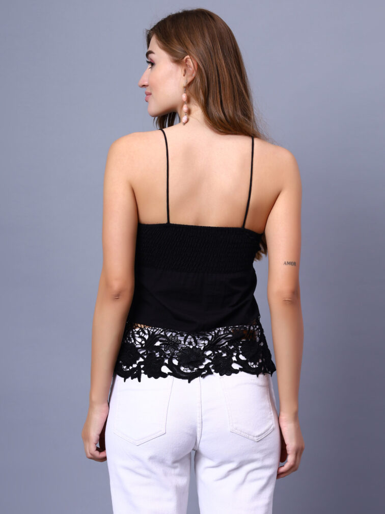 Women Black Lace Spaghetti Top