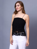 Women Black Lace Spaghetti Top