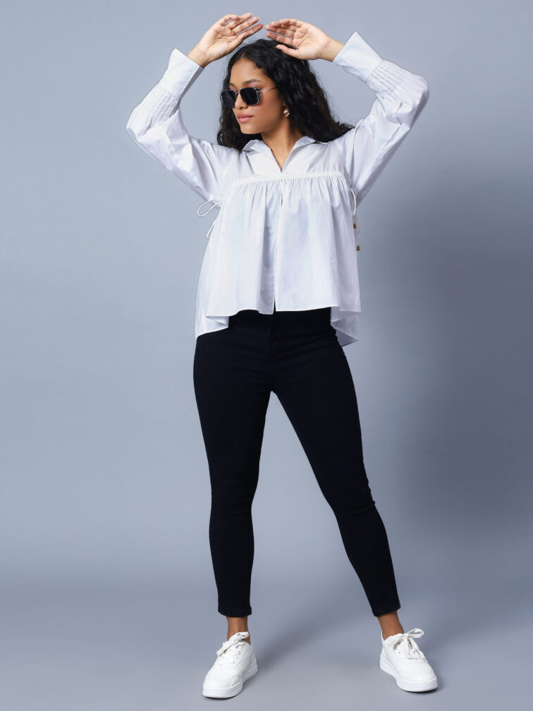 Women White Full Sleeves Top