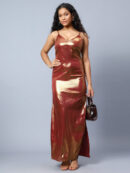 Copper Color Women Bodycon Maxi Dress
