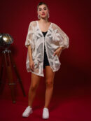 White Cotton Net Lace Patchwork Front Open Shrug