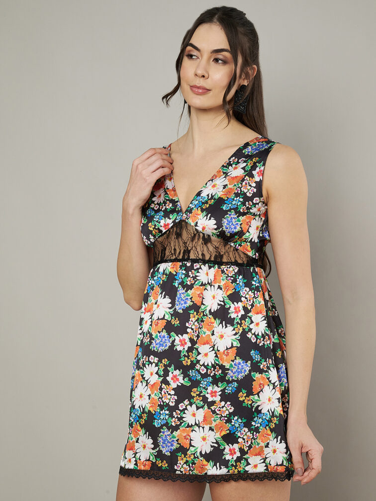 Floral Printed A-Line Mini Dress