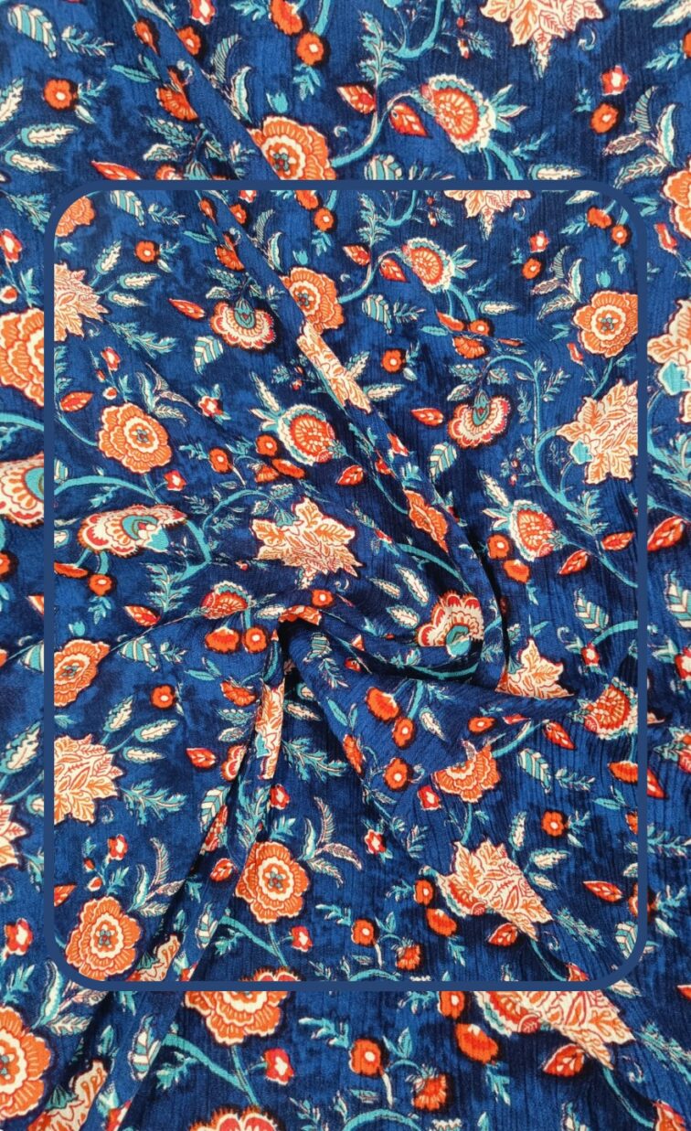 AMAGYAA WOMEN PREMIUM NAVY FLORAL PRINTED BATHROBE