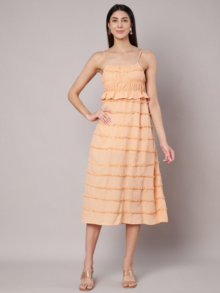 Women Cotton Fit & Flare Midi Dress