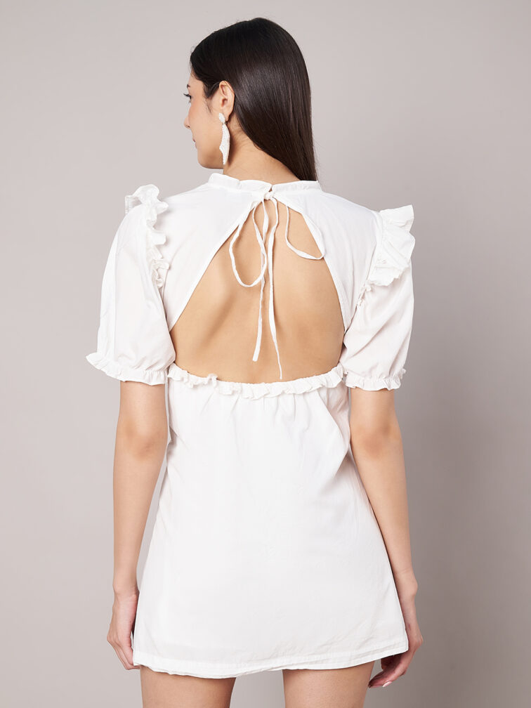 White Mini Dress With Lace Details