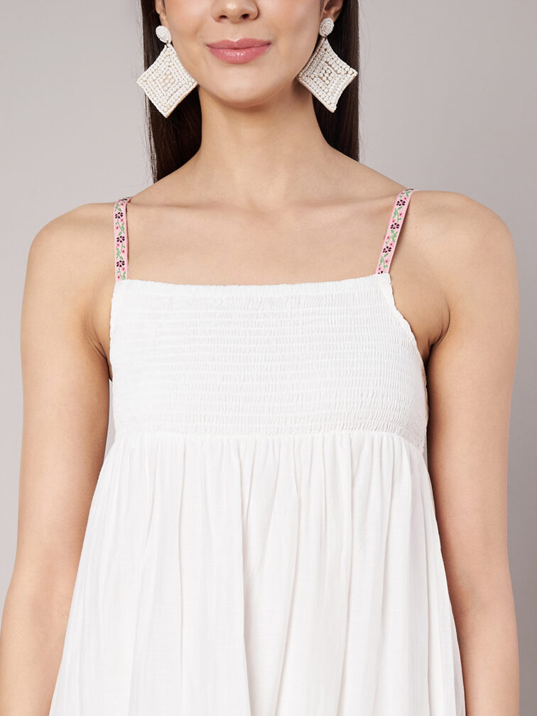 Women White Fit & Flare Midi Dress