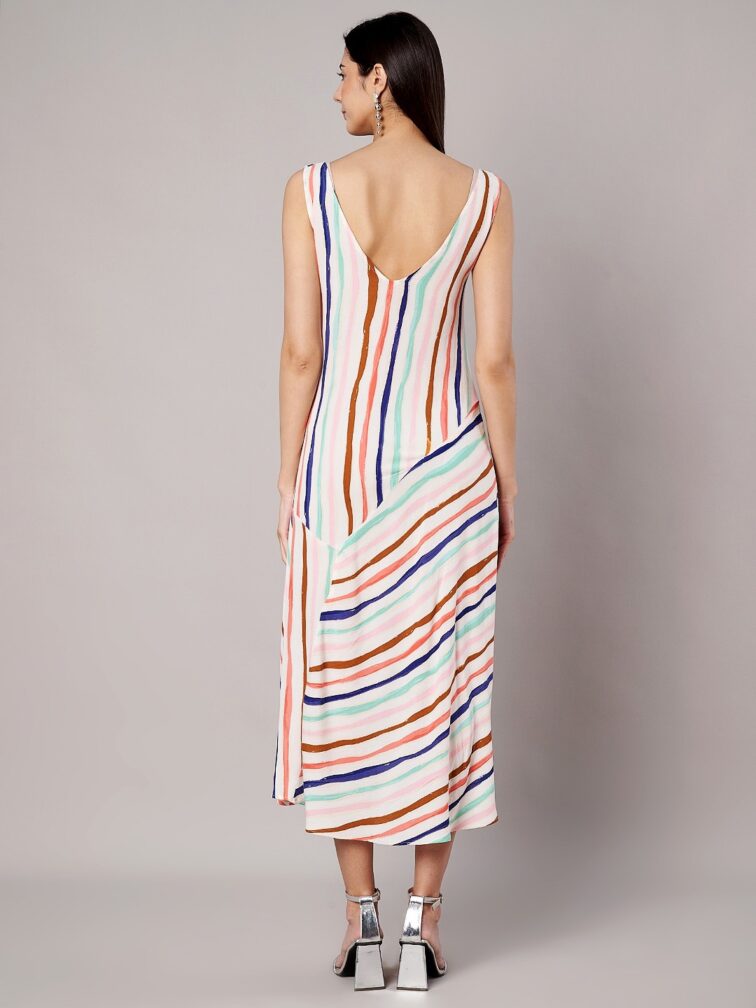 WOMEN'S ALINE STRIPED MIDI DRESS