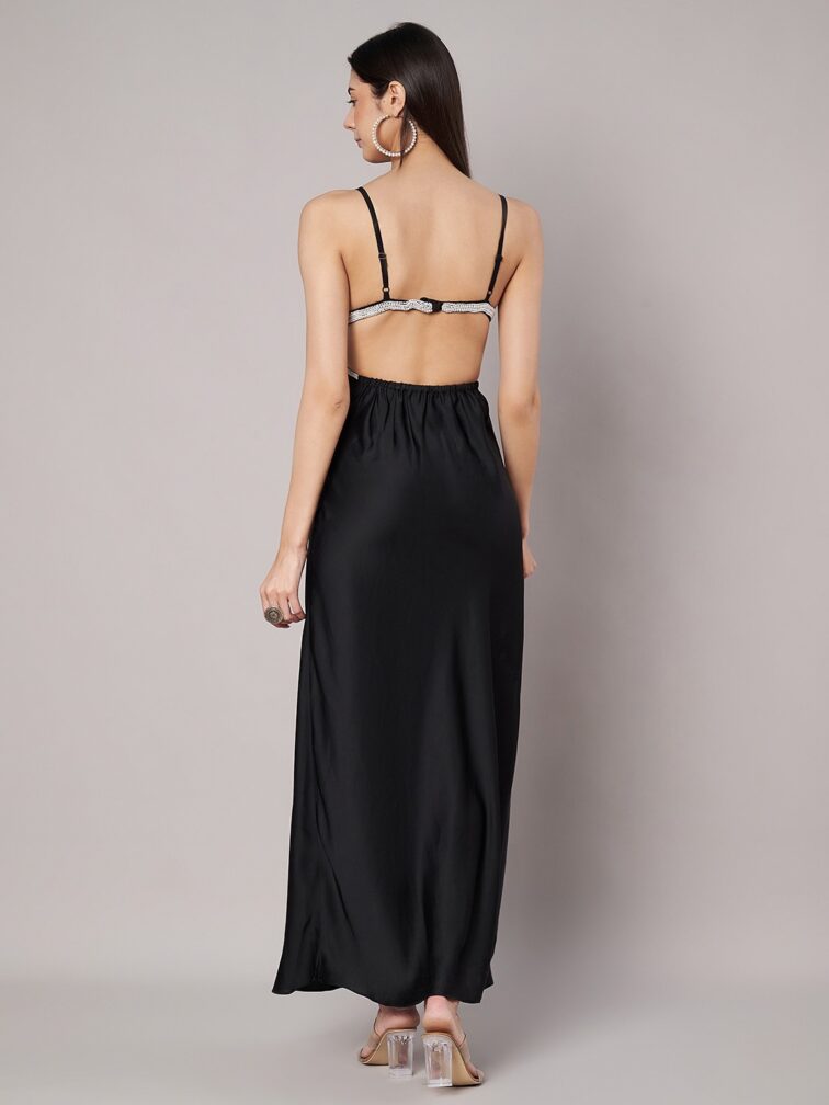 Women's Black Cut-Out Maxi Bodycon Dress