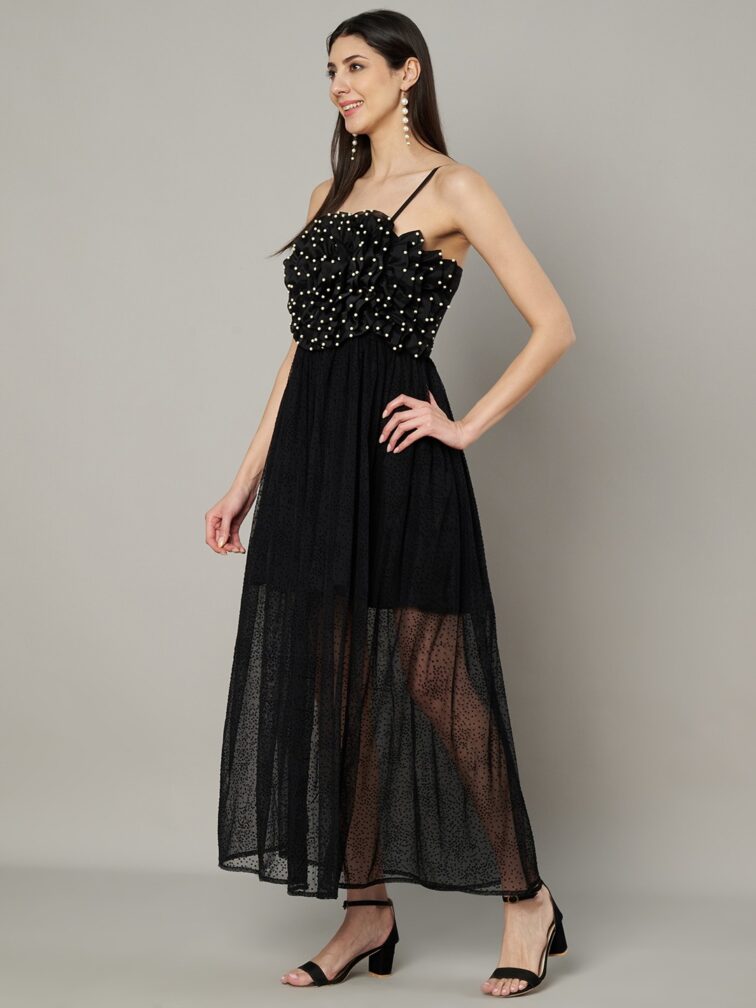 3D Flower with pearl detailing Maxi dress