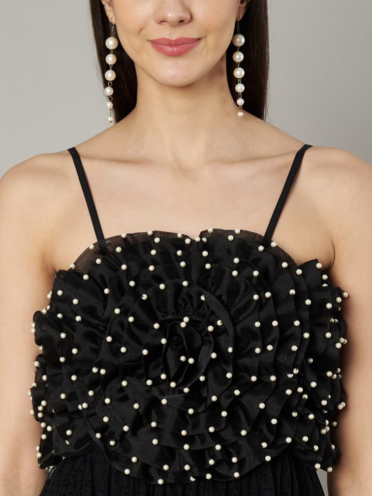 3D Flower with pearl detailing Maxi dress